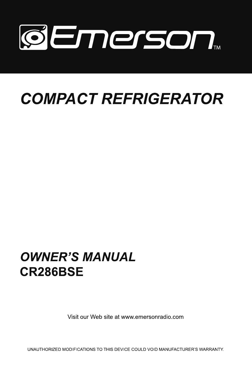 Emerson Radio CR286BSE User Manual | 12 pages