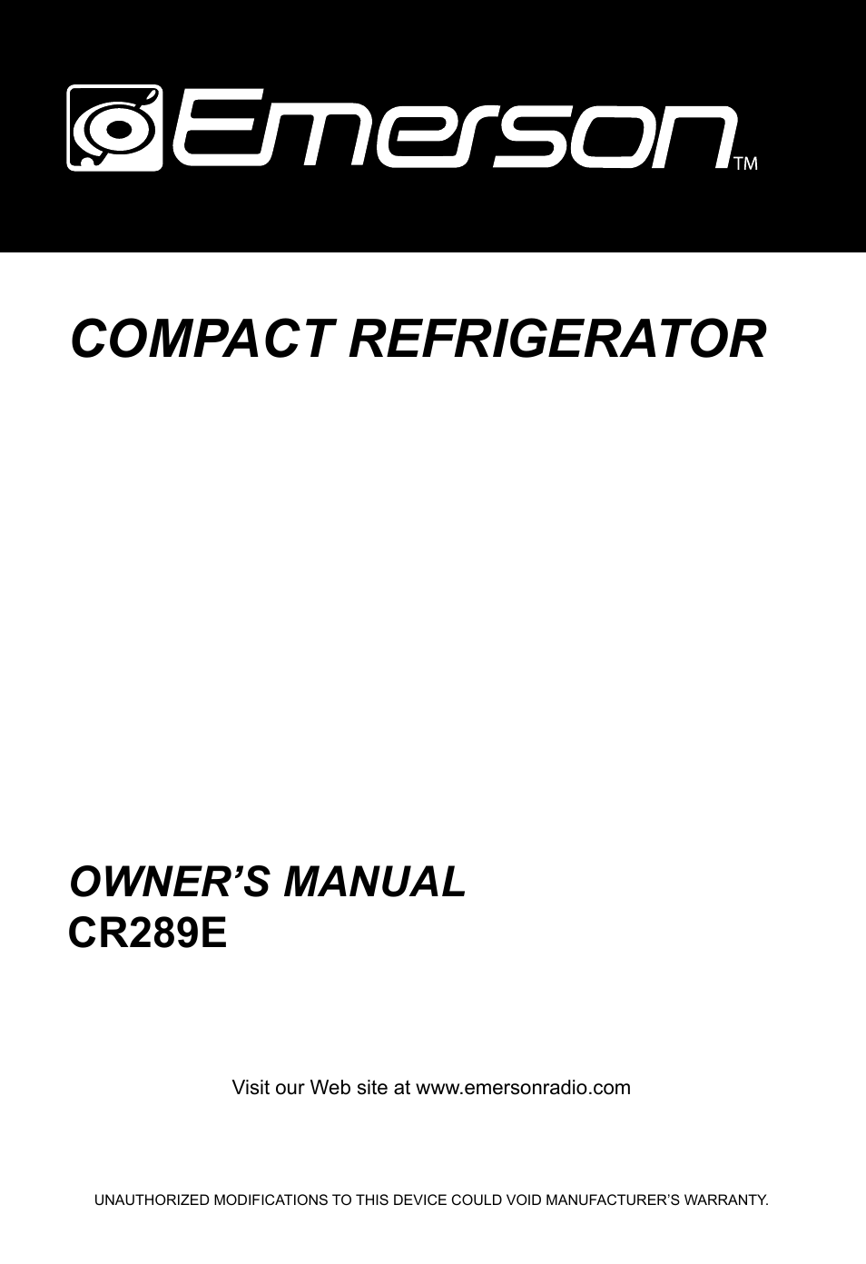 Emerson Radio CR289E User Manual | 12 pages