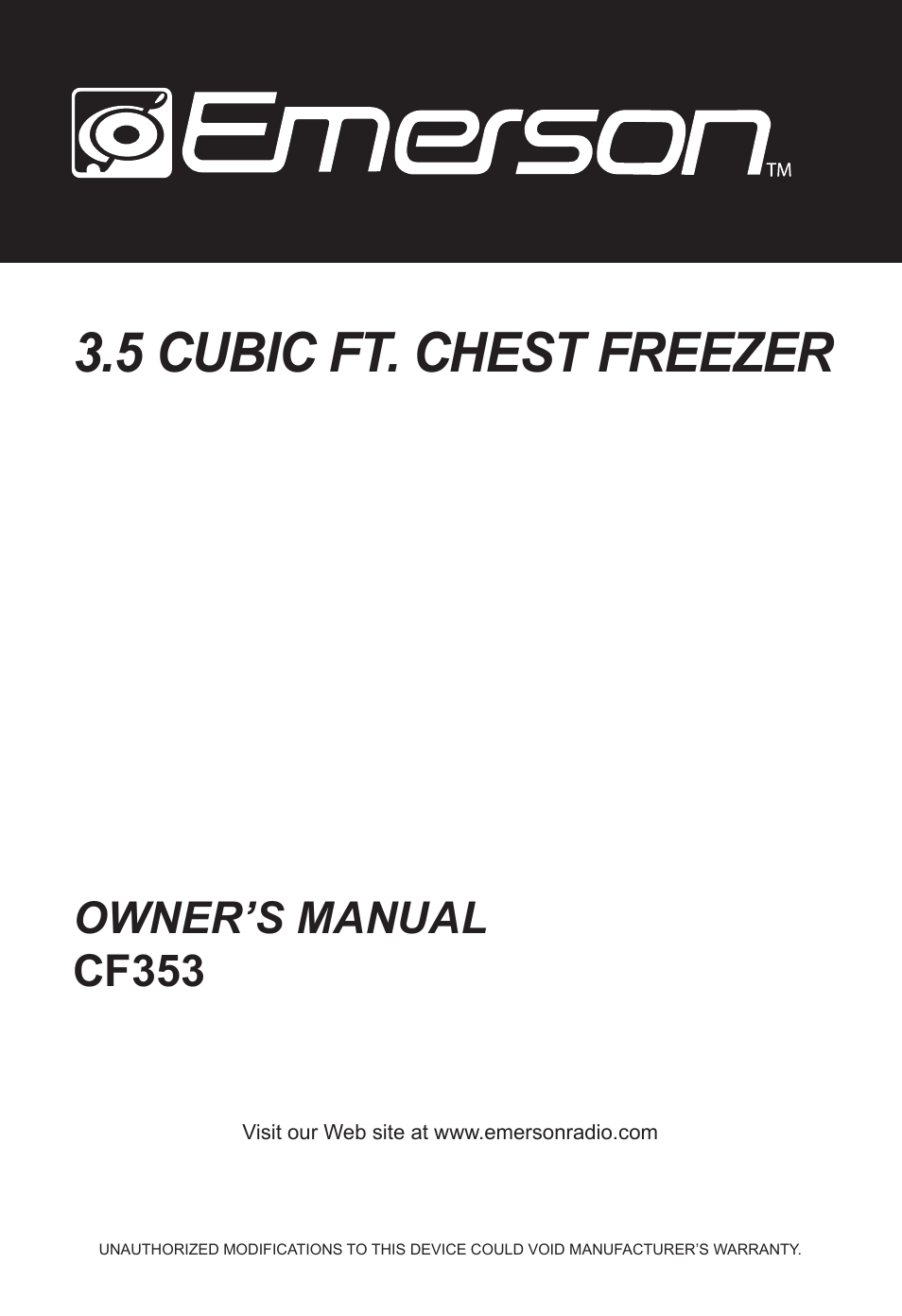 Emerson Radio CF353 User Manual | 12 pages