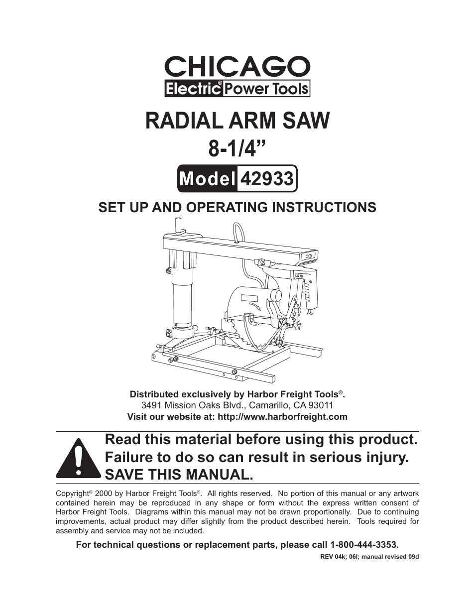 Chicago Electric 42933 User Manual | 24 pages