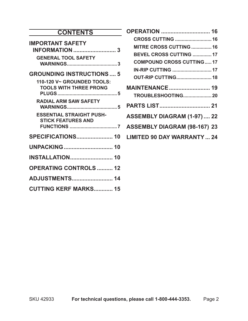 Chicago Electric 42933 User Manual | Page 2 / 24