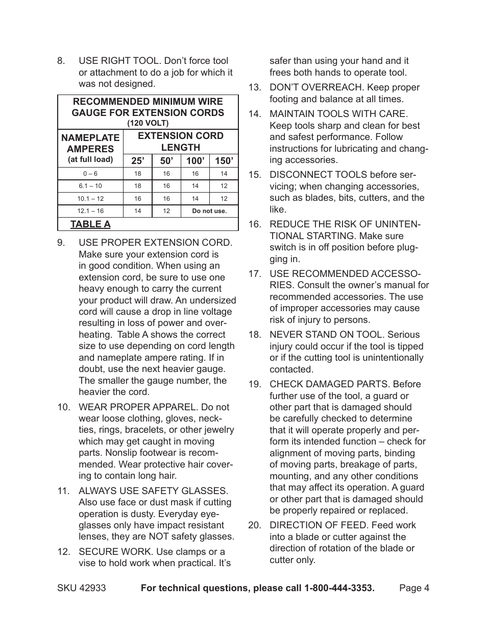 Chicago Electric 42933 User Manual | Page 4 / 24