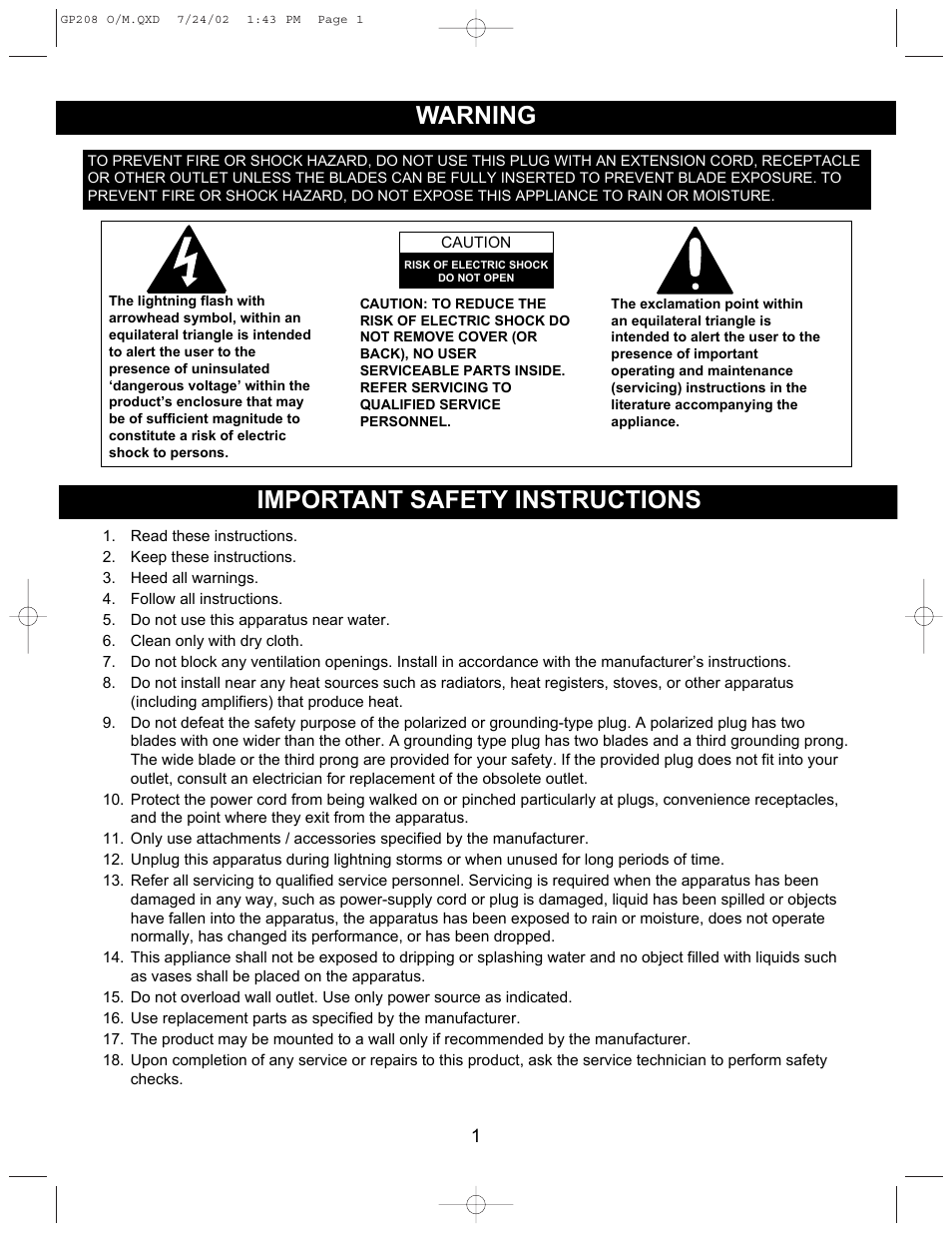 Emerson Radio GP208 User Manual | 15 pages