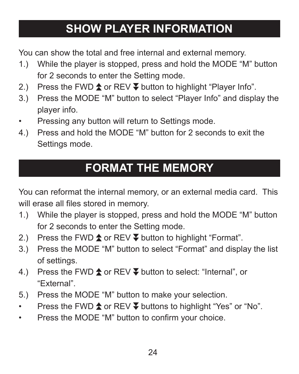 Show player information | Emerson Radio MP205 User Manual | Page 24 / 28