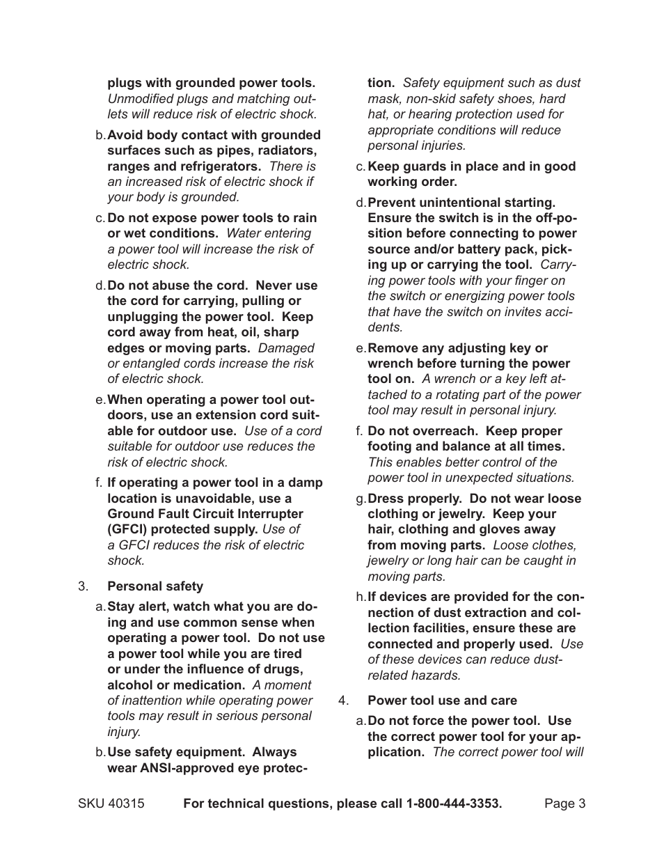 Chicago Electric Powertools 7" PORTABLE WET CUTTING 40315 User Manual | Page 3 / 20