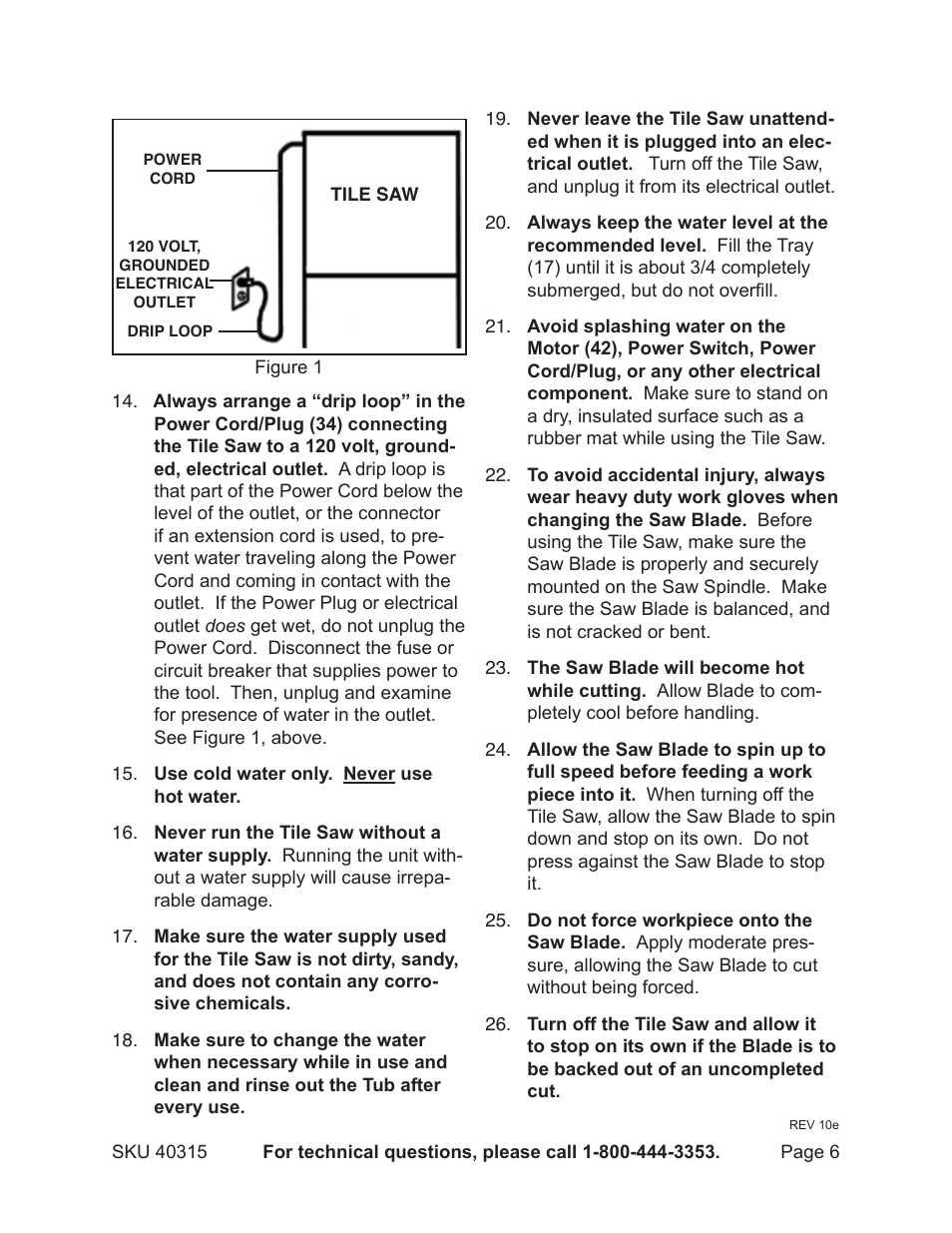 Chicago Electric Powertools 7" PORTABLE WET CUTTING 40315 User Manual | Page 6 / 20