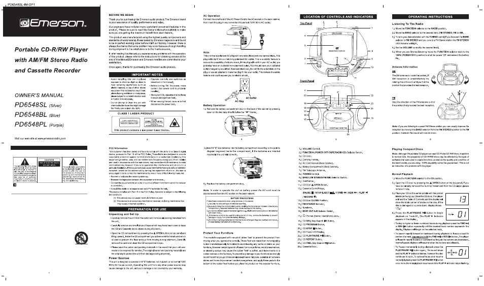 Emerson Radio PD6548 User Manual | 1 page