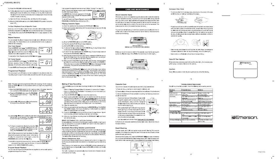 Emerson Radio PD6548SL-IM-OP2 User Manual | 1 page