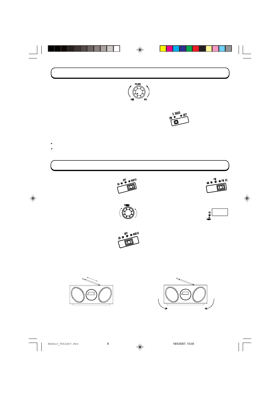 Adjusting the sound listening to the radio | Emerson Radio PD6810 User Manual | Page 9 / 18