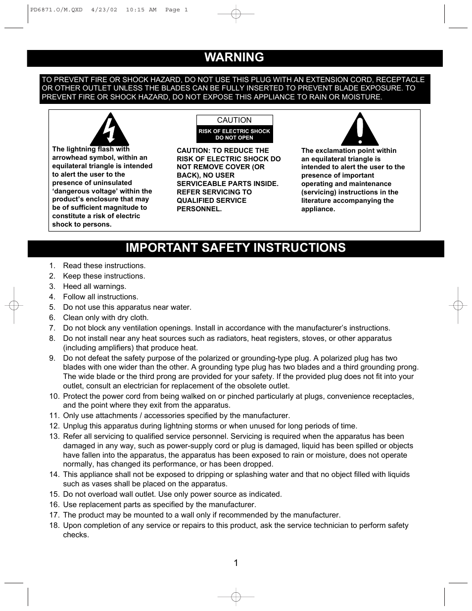 Emerson Radio PD6871 User Manual | 23 pages