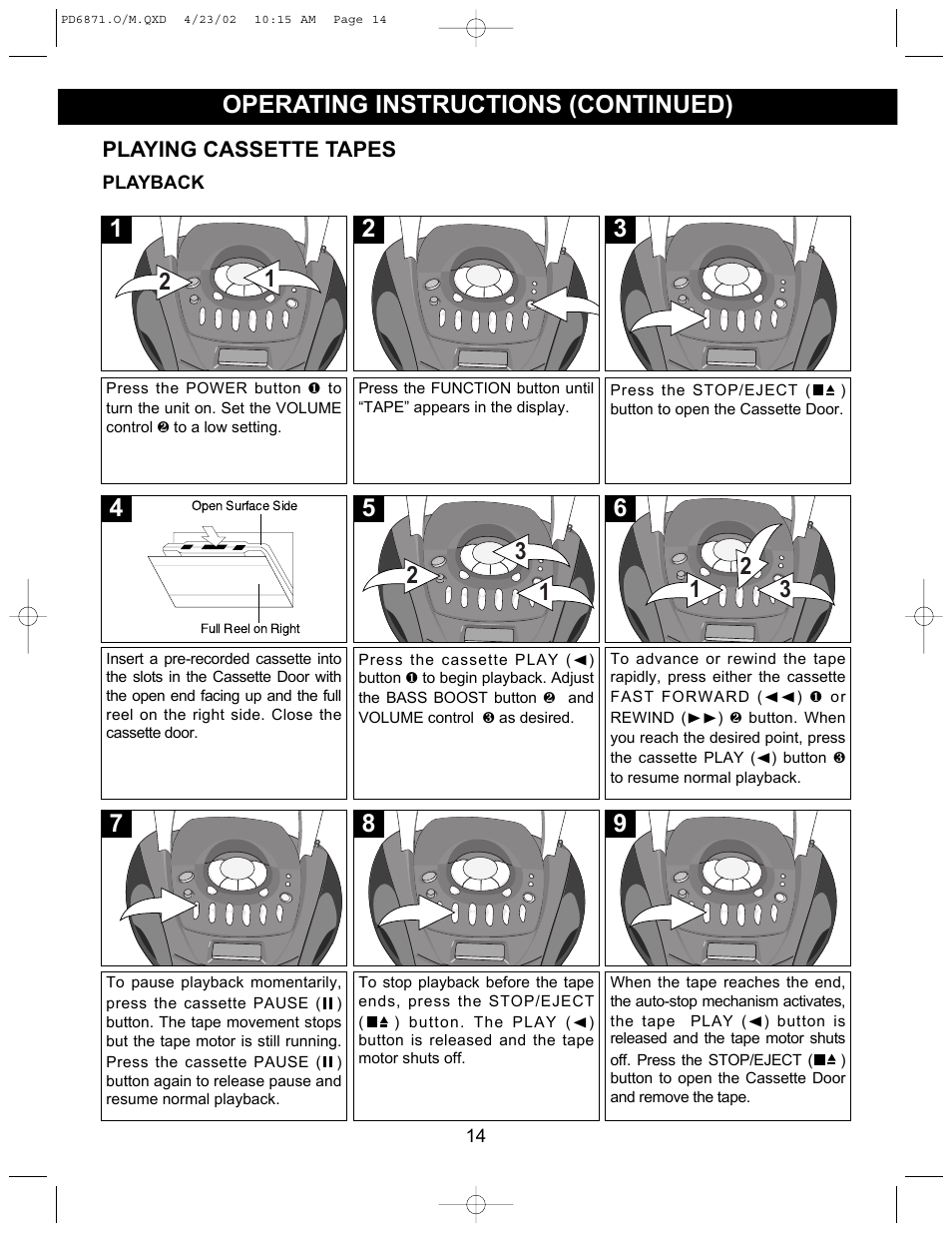 Operating instructions (continued) | Emerson Radio PD6871 User Manual | Page 14 / 23