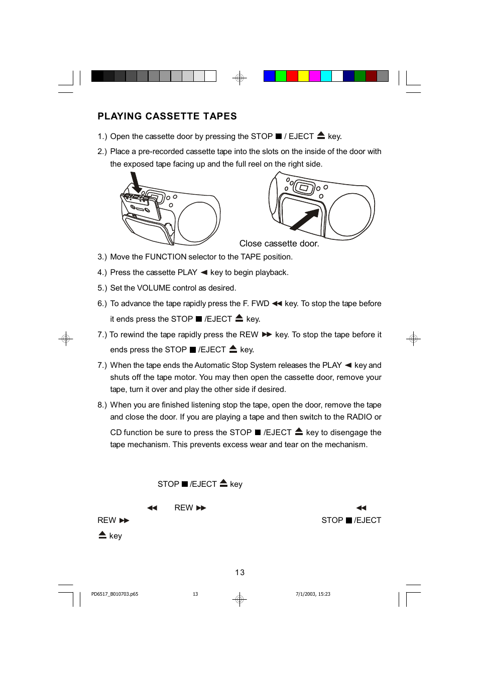 Playing cassette tapes | Emerson Radio SB266 User Manual | Page 14 / 22