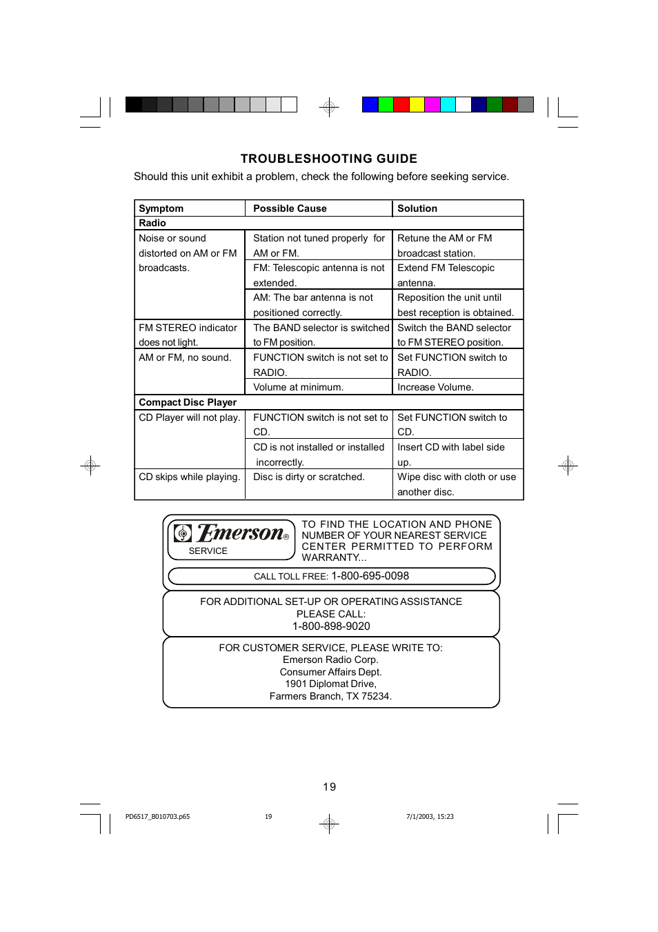 Emerson Radio SB266 User Manual | Page 20 / 22