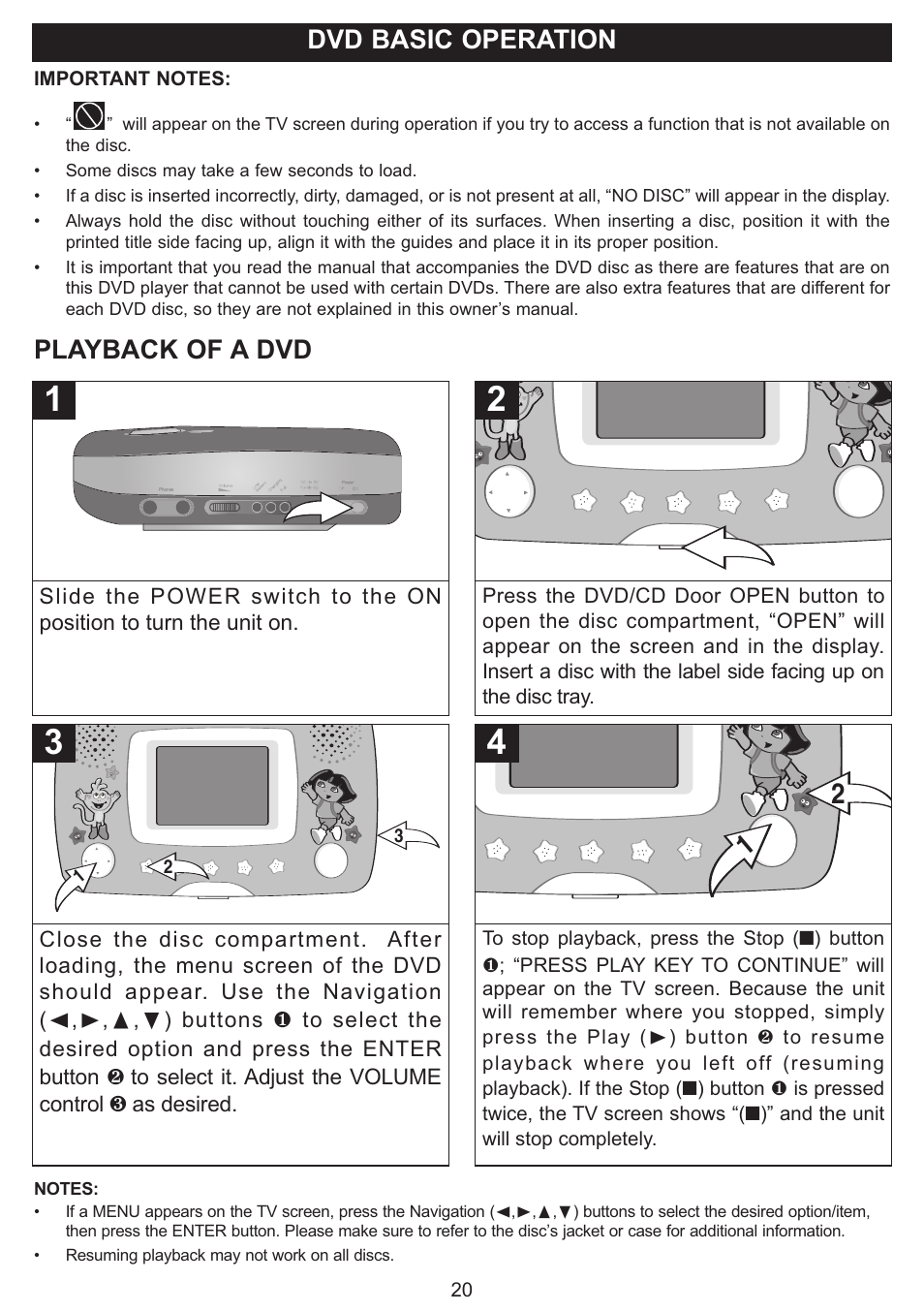 Dvd basic operation, Playback of a dvd | Emerson Radio DTE321 User Manual | Page 21 / 31