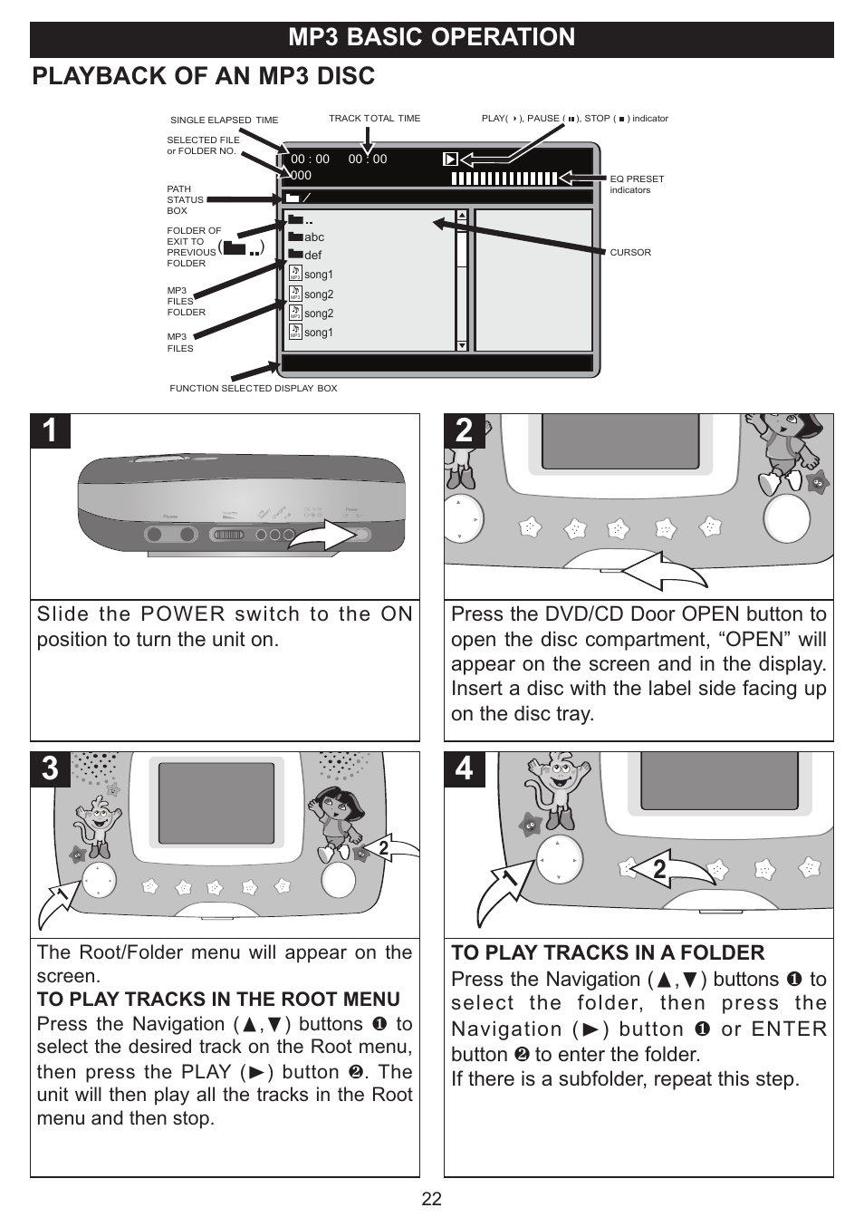 Mp3 basic operation playback of an mp3 disc | Emerson Radio DTE321 User Manual | Page 23 / 31