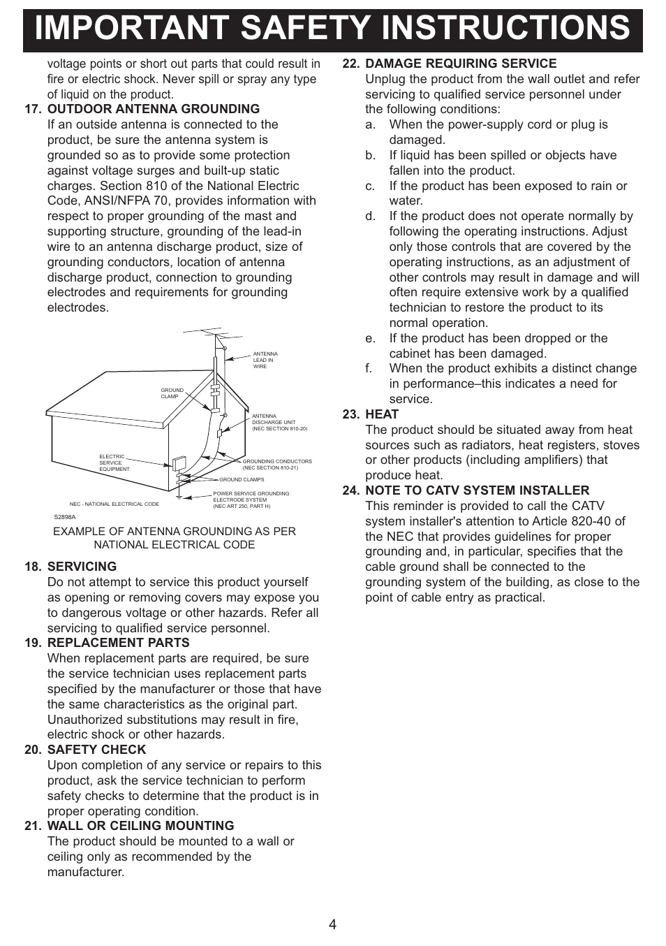 Important safety instructions | Emerson Radio DTE321 User Manual | Page 5 / 31