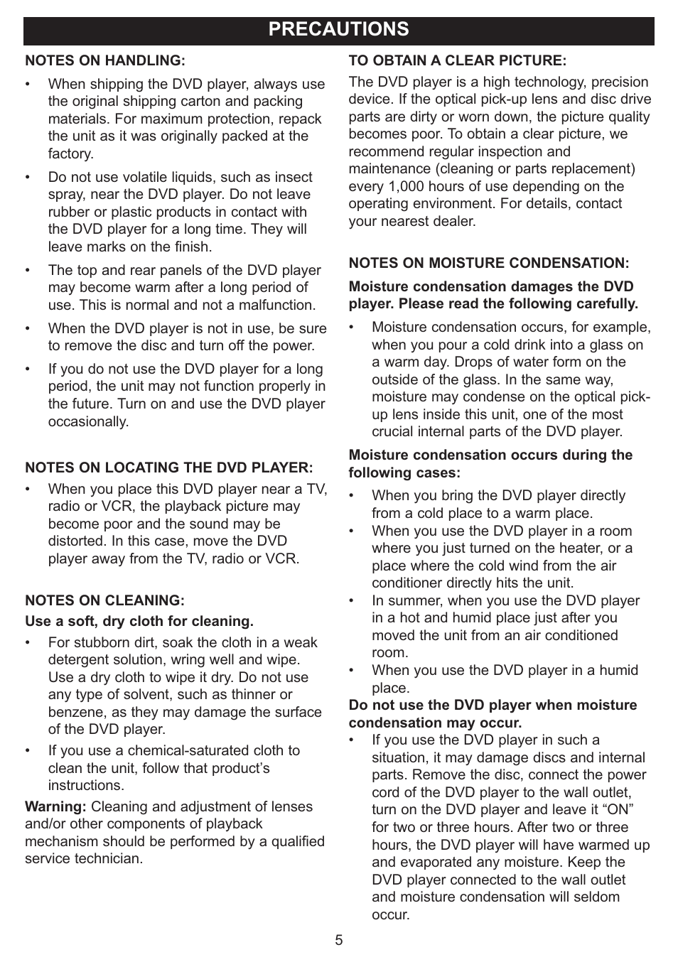 Precautions | Emerson Radio DTE321 User Manual | Page 6 / 31