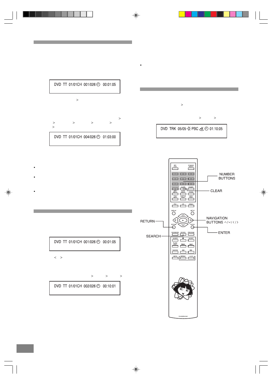 Selecting a start point using the time code, Selecting scenes by title number, Selecting by track number | Emerson Radio DTE328 User Manual | Page 18 / 35