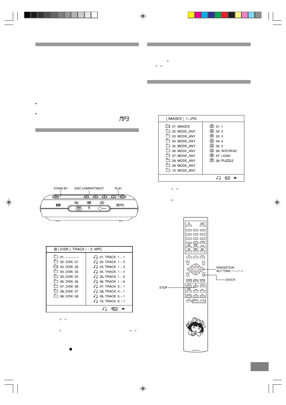 Cd-r/rw and mp3 playback, Playing mp3 audio cds, Selecting a folder menu | Picture cd operation | Emerson Radio DTE328 User Manual | Page 21 / 35