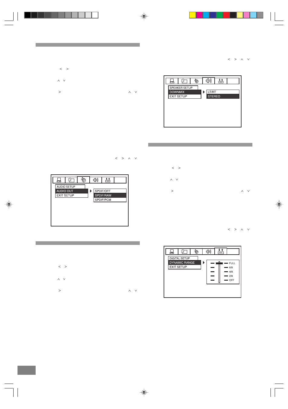 Audio out, Downmix, Dynamic range | Emerson Radio DTE328 User Manual | Page 28 / 35