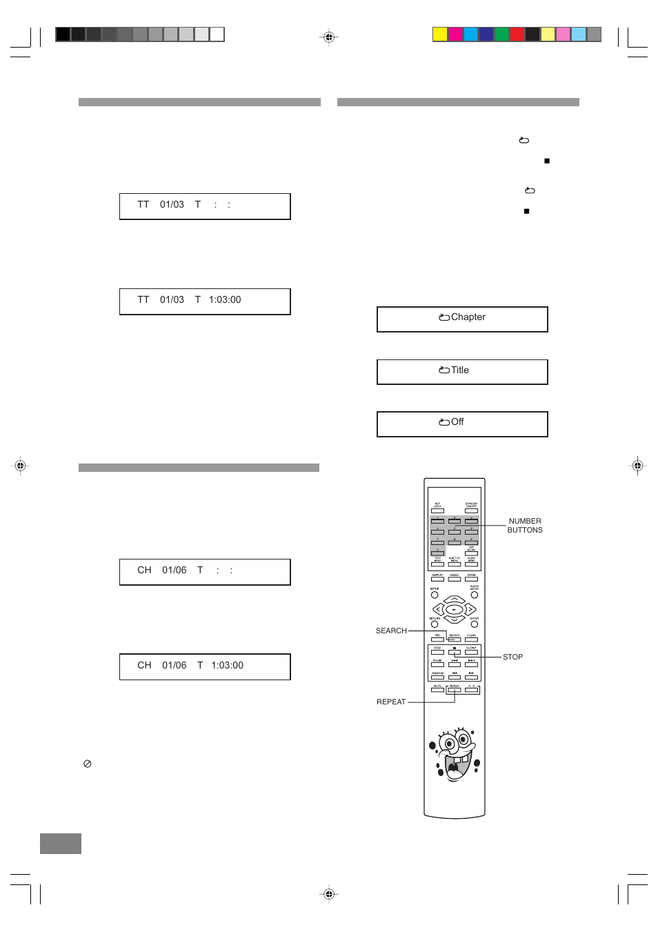 Selecting a start point using the title time code, Repeat play | Emerson Radio SB329 User Manual | Page 18 / 32