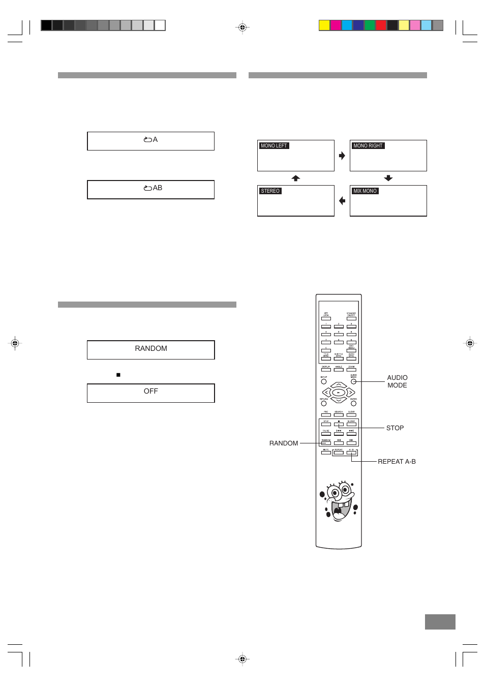 Random play, Changing the audio output signal audio cd's | Emerson Radio SB329 User Manual | Page 19 / 32