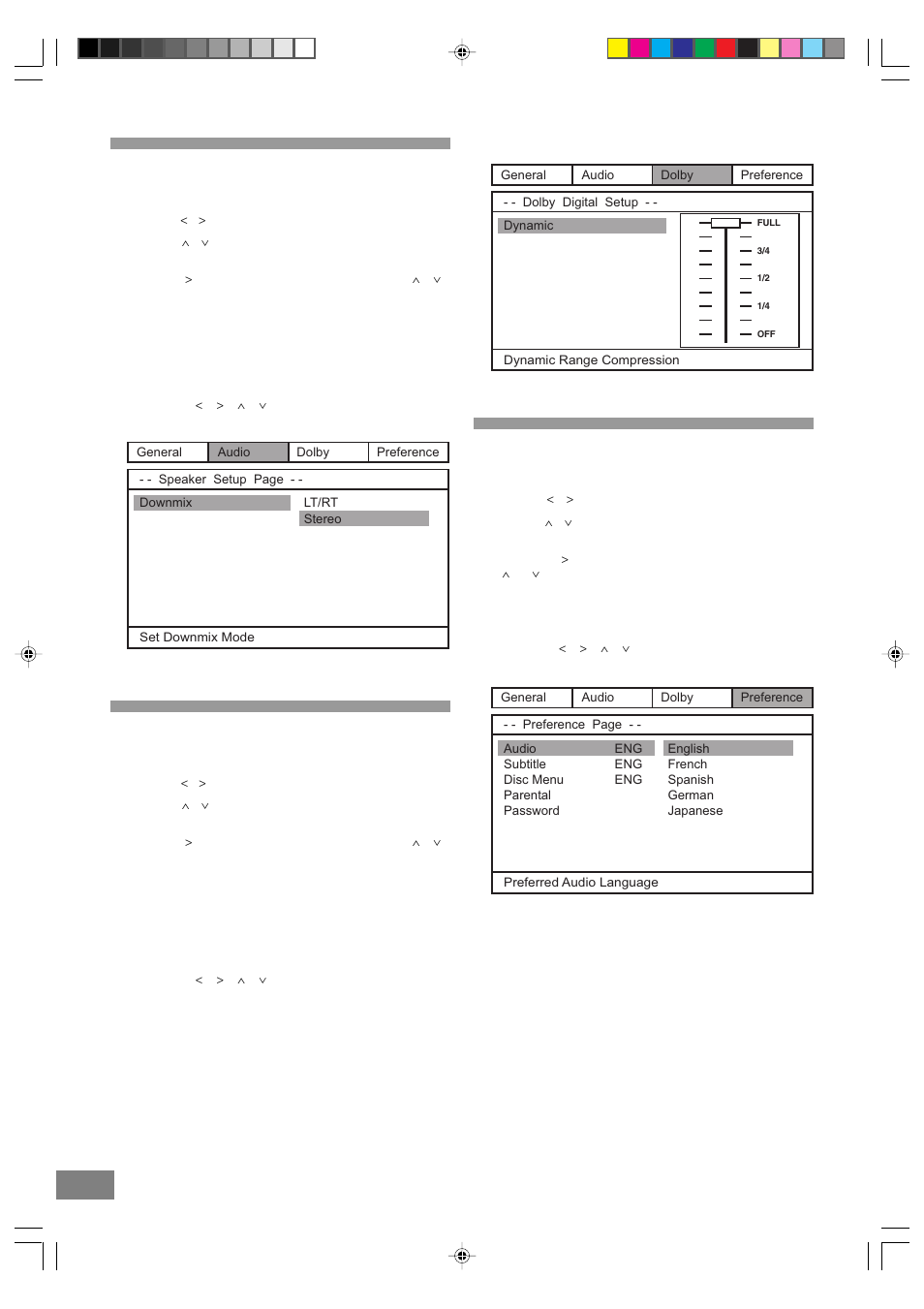 Downmix, Dynamic, Audio | Emerson Radio SB329 User Manual | Page 26 / 32