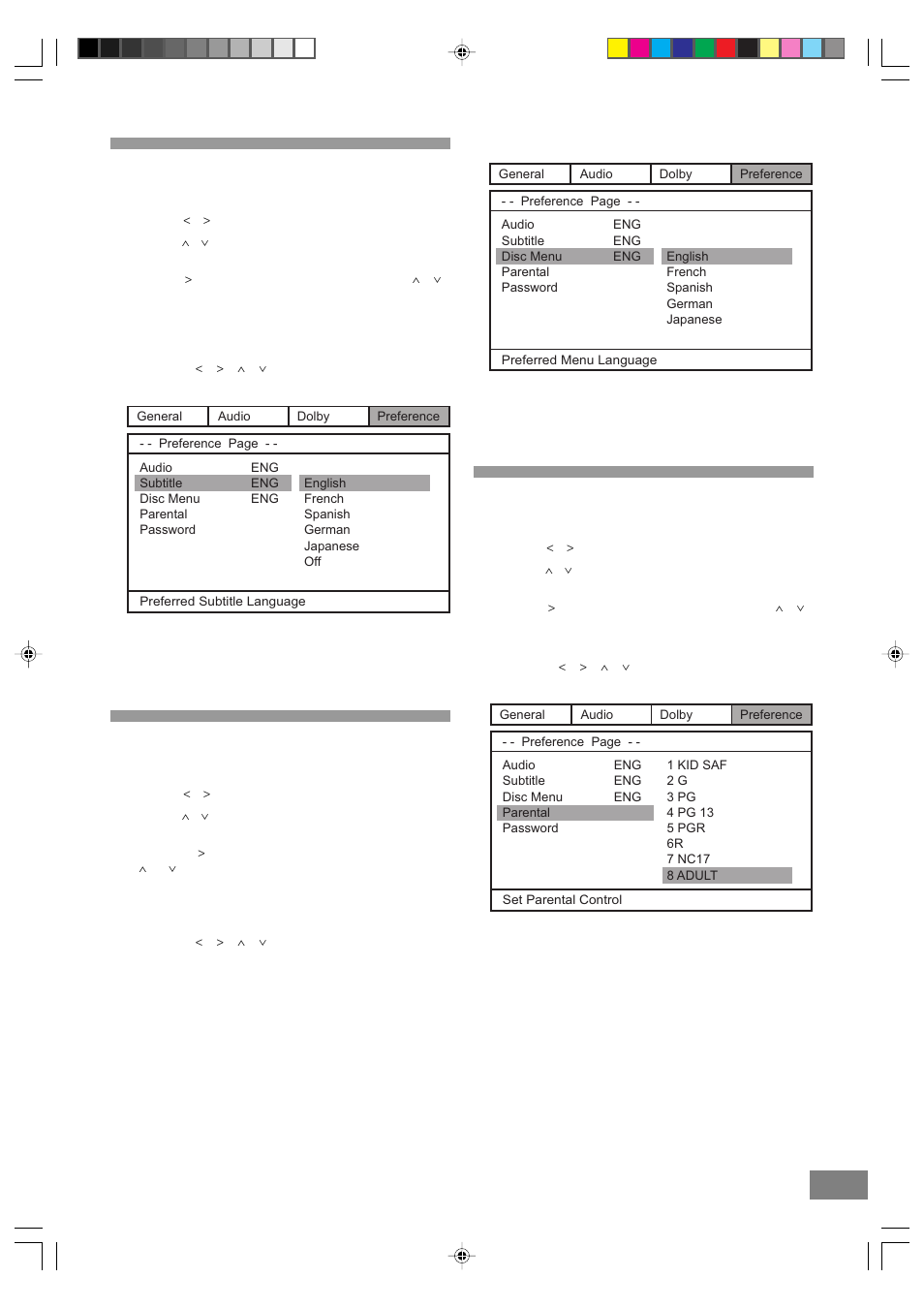 Subtitle, Disc menu, Parental | Emerson Radio SB329 User Manual | Page 27 / 32