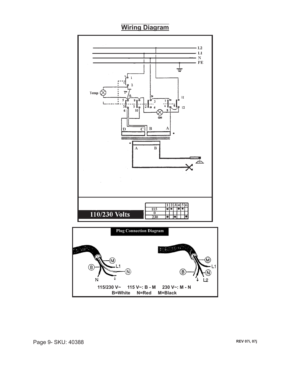 Wiring diagram | Chicago Electric 40388 User Manual | Page 9 / 17