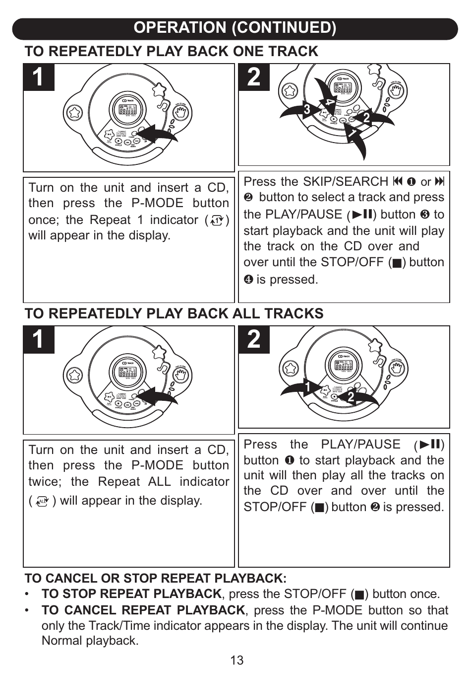 Operation (continued), Press the skip/search | Emerson Radio DTE516 User Manual | Page 14 / 22