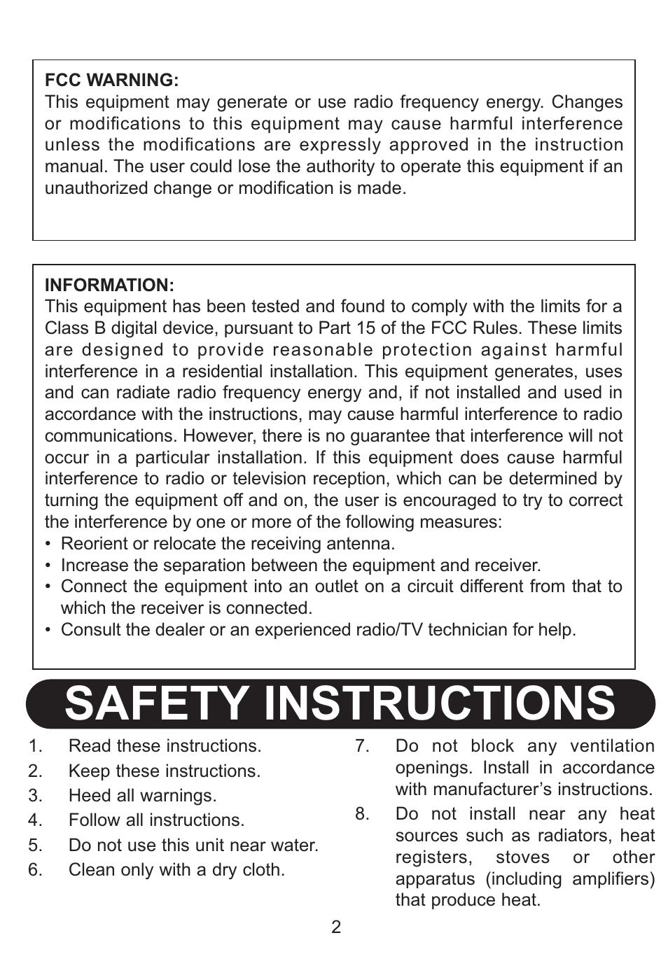 Safety instructions | Emerson Radio DTE516 User Manual | Page 3 / 22