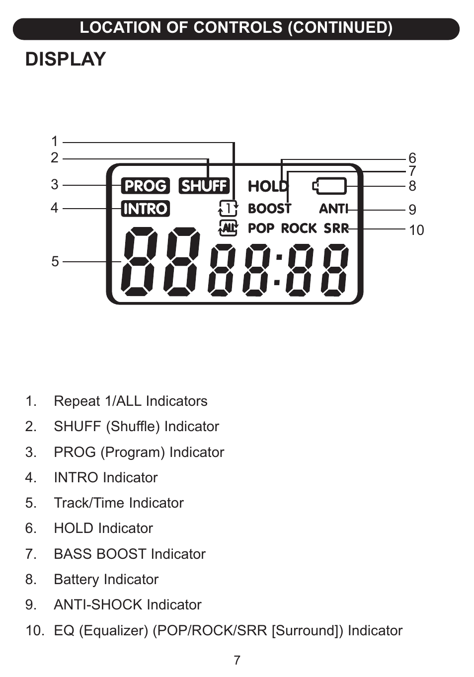 Display | Emerson Radio DTE516 User Manual | Page 8 / 22