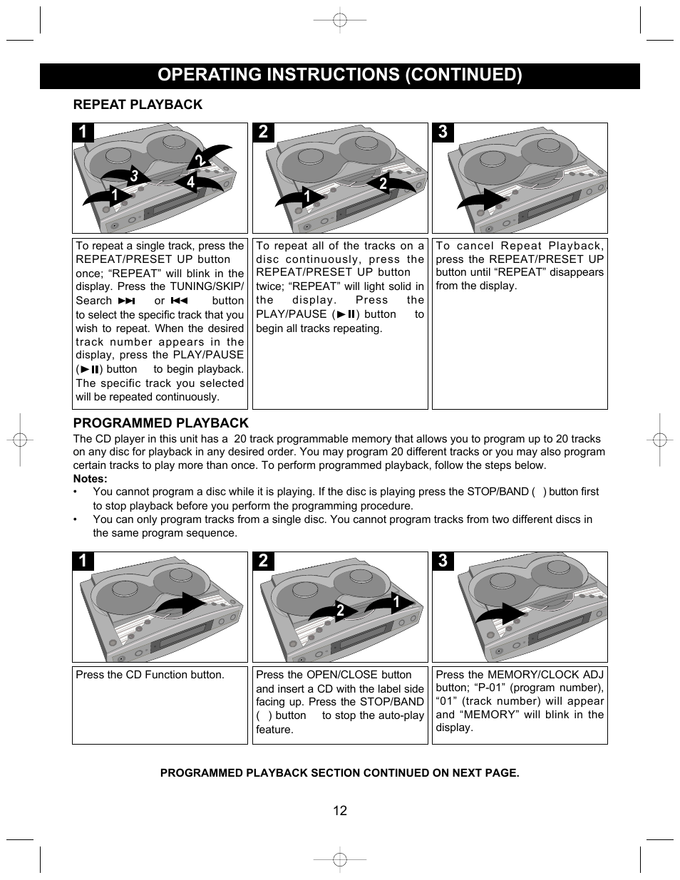 Operating instructions (continued) | Emerson Radio ES17 User Manual | Page 13 / 19