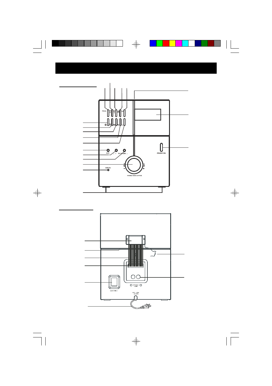 Location of controls and indicators, Front panel back panel | Emerson Radio ES25 User Manual | Page 11 / 36