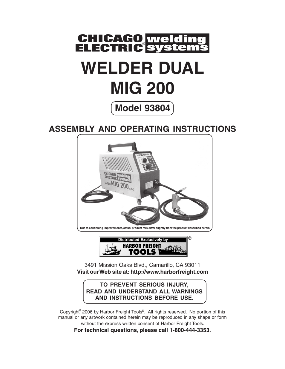 Chicago Electric MIG 200 93804 User Manual | 36 pages