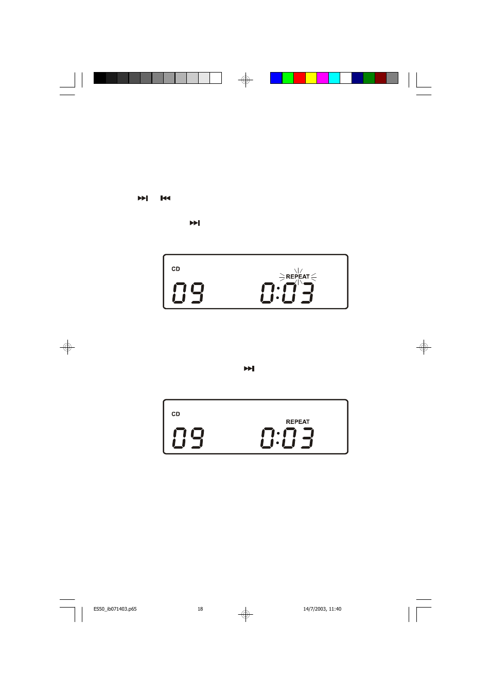 1 8 repeat playback, All tracks repeat | Emerson Radio ES50 User Manual | Page 19 / 25