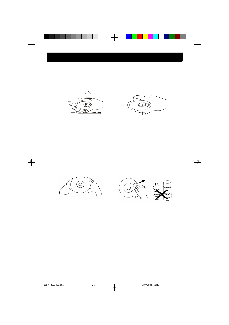 Care and maintenance, 2 1 compact disc care, Care of the cabinets | Caution | Emerson Radio ES50 User Manual | Page 22 / 25