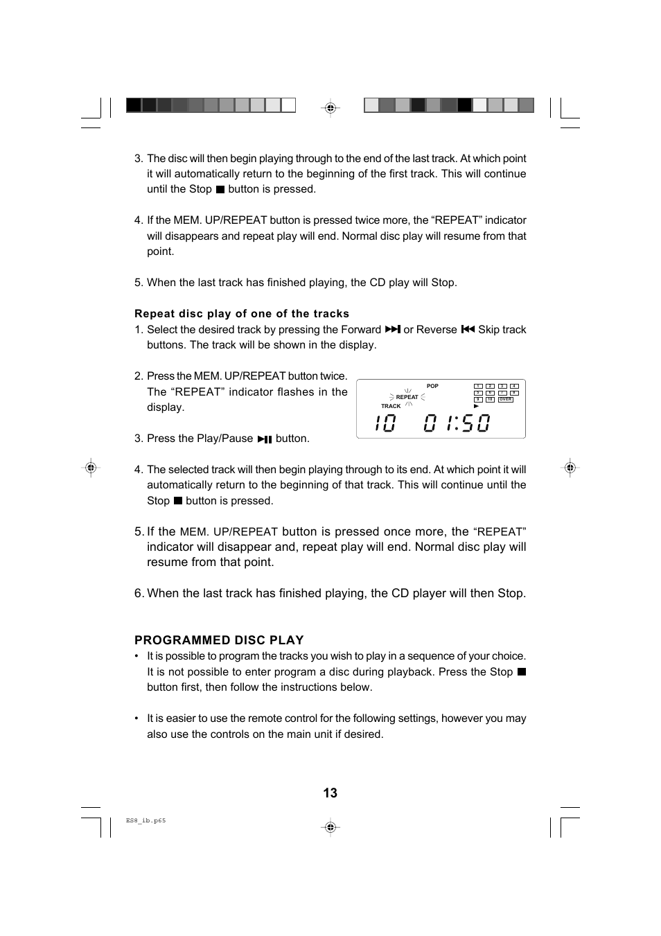 If the, Button is pressed once more, the | Emerson Radio ES8 User Manual | Page 14 / 20