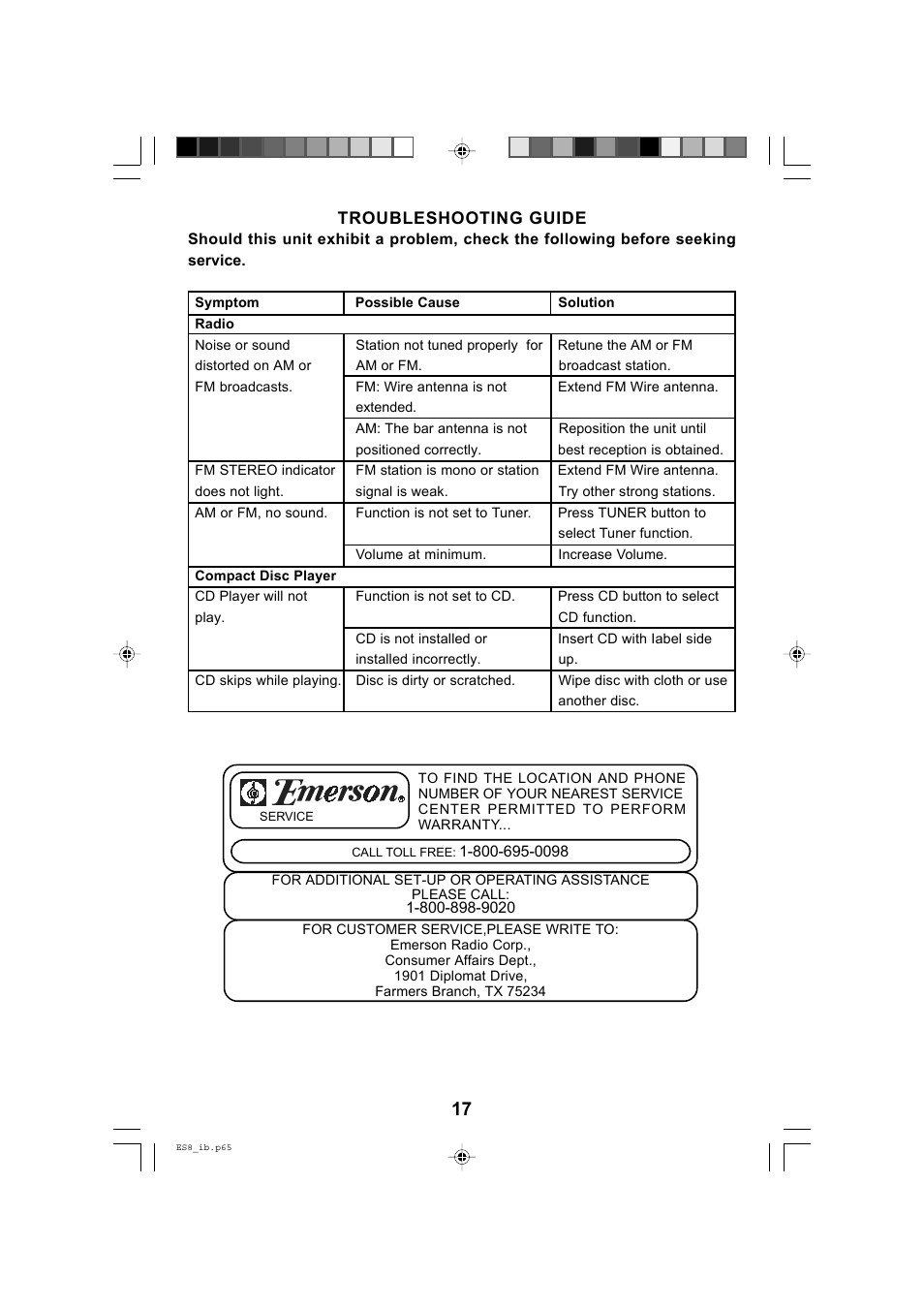 Emerson Radio ES8 User Manual | Page 18 / 20
