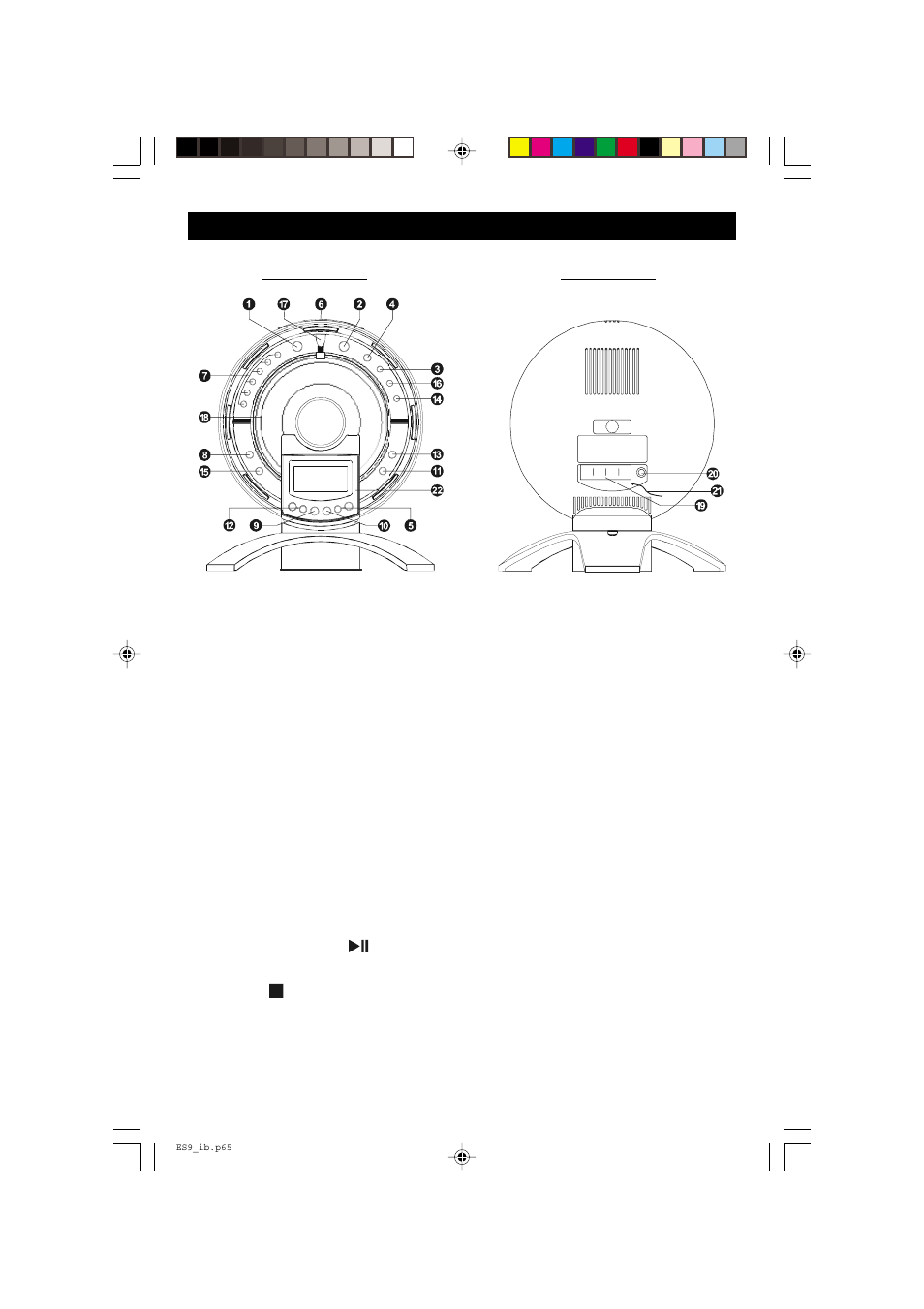 Location of controls | Emerson Radio ES9 User Manual | Page 9 / 34