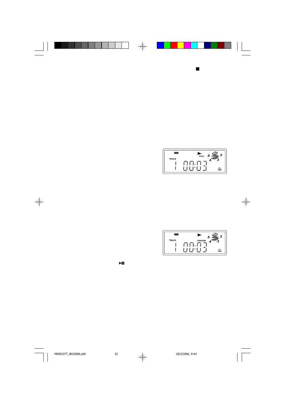 Intro scan, Random playback | Emerson Radio MS9923TT User Manual | Page 23 / 37