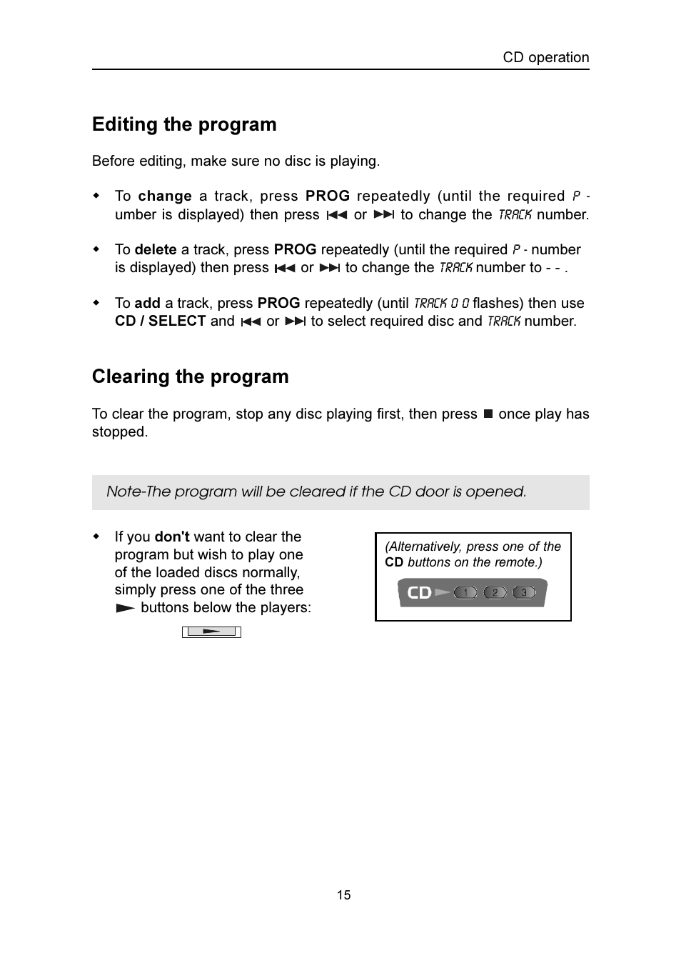 Editing the program, Clearing the program | Emerson Radio SMV100 User Manual | Page 16 / 29