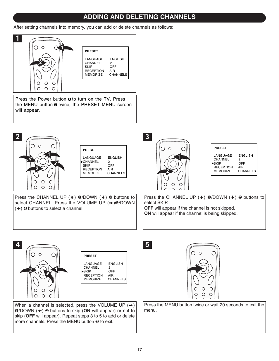 Adding and deleting channels | Emerson Radio DTE314 User Manual | Page 18 / 30