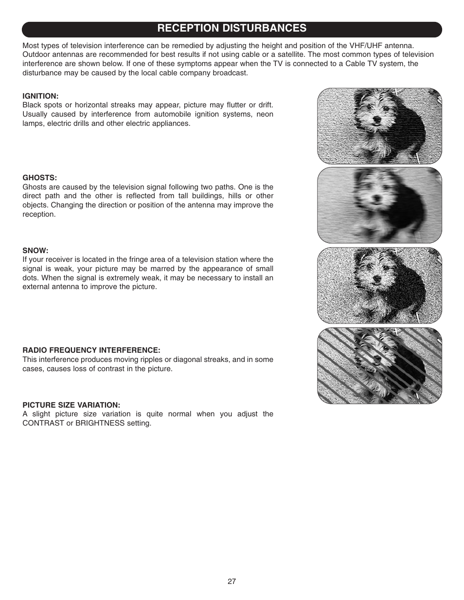 Reception disturbances | Emerson Radio DTE314 User Manual | Page 28 / 30