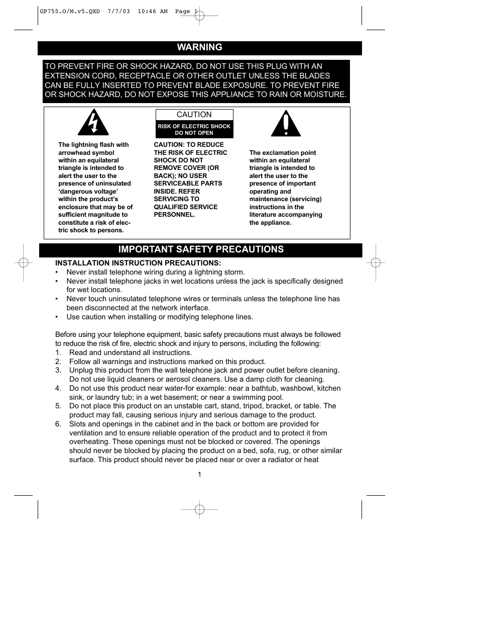 Emerson Radio GP755 User Manual | 20 pages