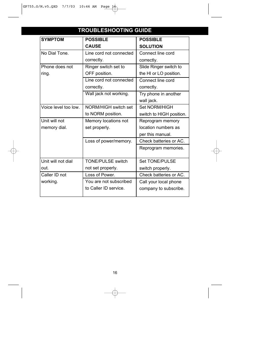 Emerson Radio GP755 User Manual | Page 16 / 20