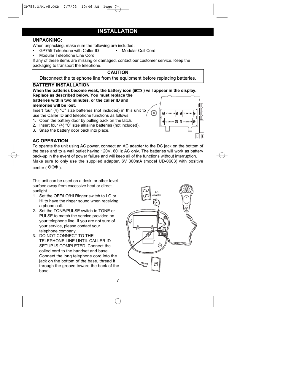 Installation | Emerson Radio GP755 User Manual | Page 7 / 20