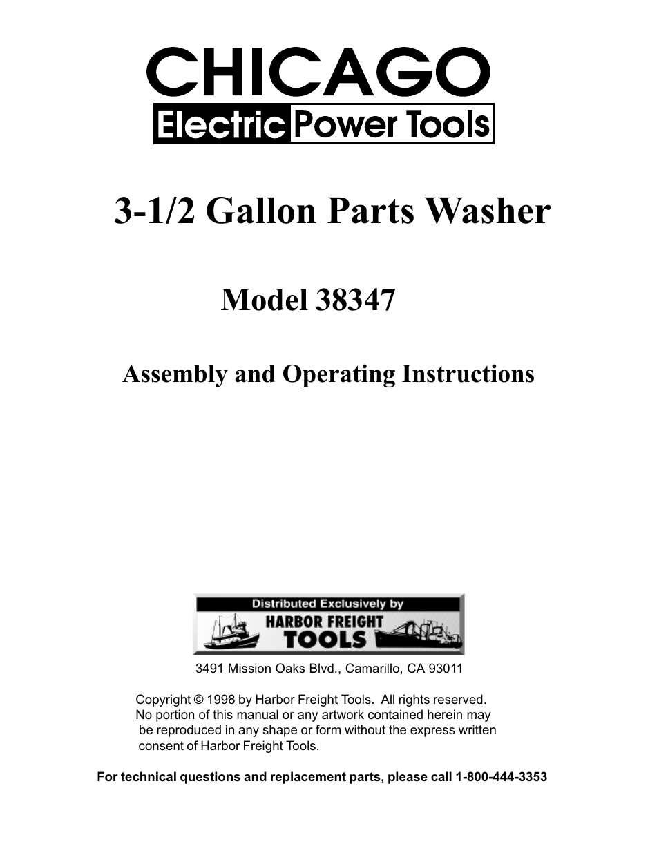 Chicago Electric 38347 User Manual | 7 pages