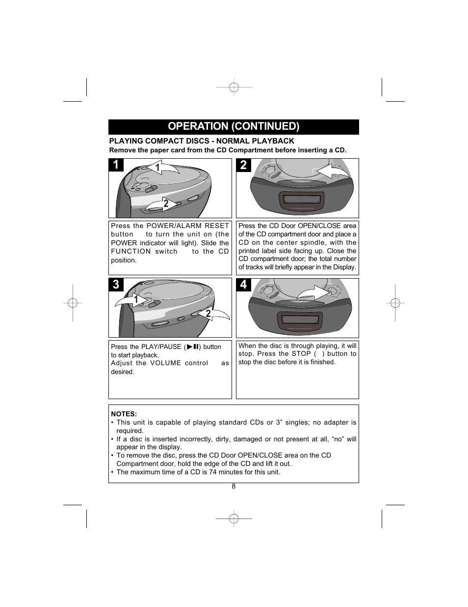 Operation (continued) | Emerson Radio CKD9905 User Manual | Page 8 / 22