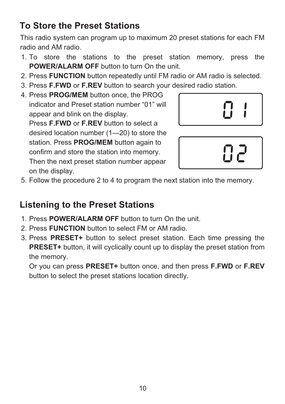 Listening to the preset stations | Emerson Radio CKD9918 User Manual | Page 11 / 24